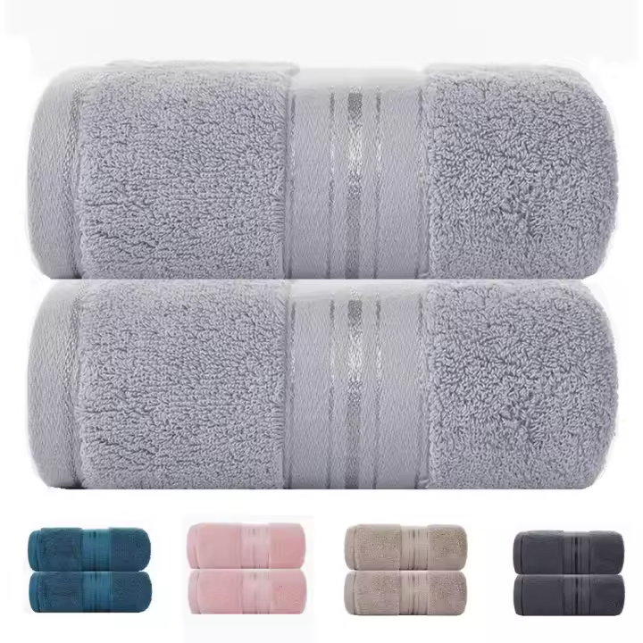Toallas Baño Grandes 100% De Algodón - Juego De 2 Toallas De Algodón Absorbentes - 2 Toallas supersuaves, Dimensiones 140x70 cm - Paquete De 2 (Gris Claro) - 1