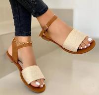 Chanclas planas para mujer, zapatos de talla grande, PU, plata, negro, 43, 42, 41, 40 - details 3