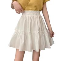 Falda corta de corte en A para mujer, falda blanca elegante con cintura elástica, estilo informal. - details 0