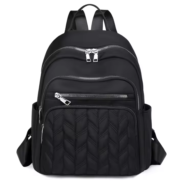 Mochila Vintage Gran Capacidad para Mujer - Bolso Casual de Nylon Ligero, Correas Ajustables, Cierre de Cremallera - 1