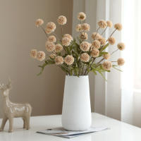 Ramo de flores artificiales de 5 cabezas, bola de flores de diente de león de seda, flores falsas, decoraciones para el hogar, jardín, boda, corona artesanal DIY, Navidad - details 1