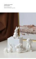 Figuritas de conejo de cerámica Kawaii, escultura de conejo de liebre, adornos de animales de jardín, decoración nórdica de Pascua para el hogar, decoración de la habitación - details 13