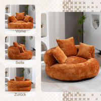 Sofá perezoso, tumbona cómoda y duradera, sillón tipo puf con respaldo alto y tres cojines para adultos y niños, interior y exterior, sillón individual para juegos para dormitorio, oficina (chenilla naranja) - details 1
