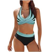 Bikini con estampado floral para mujer, traje de baño de dos piezas, de cintura alta, para adolescentes - details 5