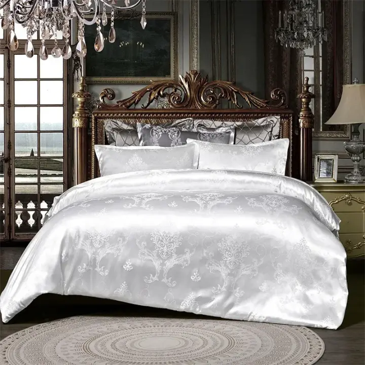 Juego de Ropa de Cama de Lujo Jacquard Cubierta de Edredón Moderna de Sátin Alta Gama para Boda - 1