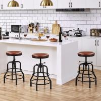 Taburete sintético Alto Redondo Ajustable en Altura con Dos reposapiés, Silla de Cocina con Marco de Metal para Cocina, Restaurante Bistrot Negro - details 12
