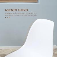 Pack de 4 Sillas de Comedor Sillas de Cocina con Respaldo Alto y Patas de Metal para Salón 45x52x85,5 cm Blanco y Natural - details 4