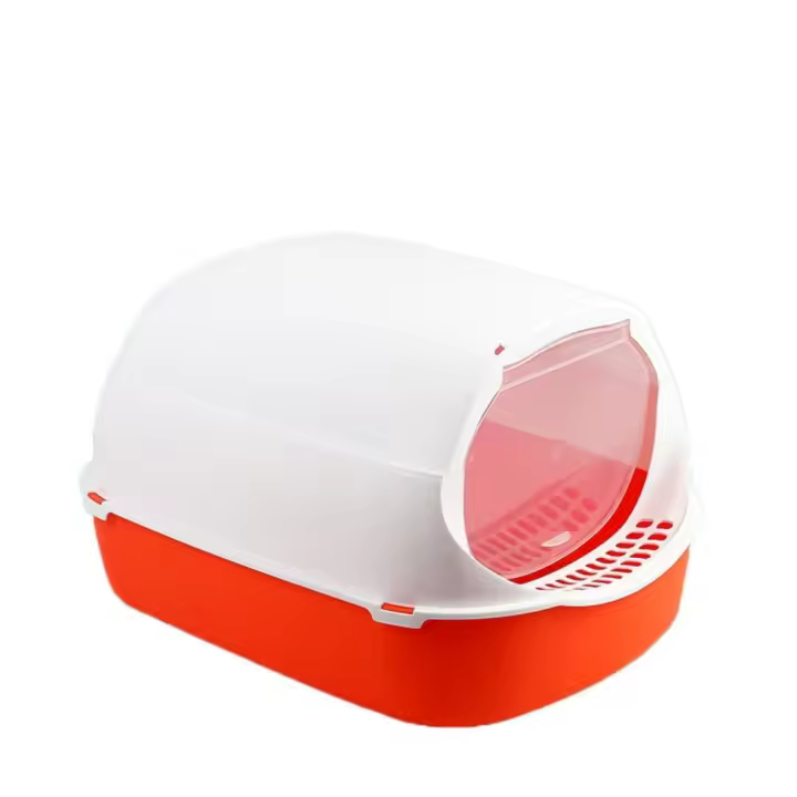 Caja de arena cerrada para mascotas, bandeja sanitaria de PP, a prueba de salpicaduras, gran capacidad, inodoro para gatos, a prueba de derrames, Baño - 1