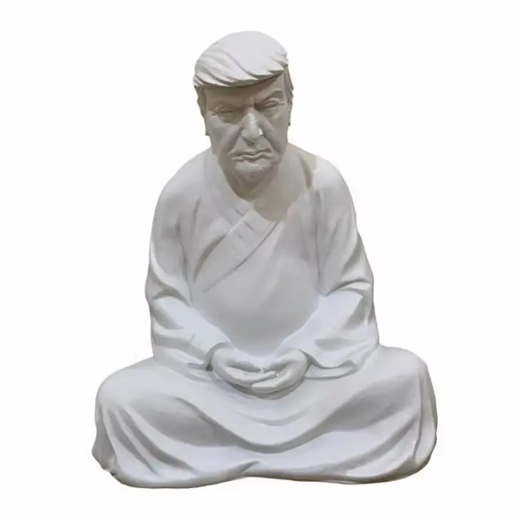 Estatua de Buda Trump de Resina Escultura Creativa Divertida para Jardín Adorno de Casa Meditando - 1