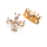 10 Uds. De latón y circonita de Color dorado de 18K, 3 agujeros, pulseras con conexión de flores, collares, cuentas espaciadoras, fabricación de joyas Diy de alta calidad - details 17