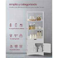 Armario de Baño, Armario Alto, Estantería Independiente, con 3 Estantes Abiertos, 1 Cajón Grande y 1 Armario, 32,5 x 60 x 154 cm, para Sala de Estar, Cocina, Estudio, Blanco - details 4