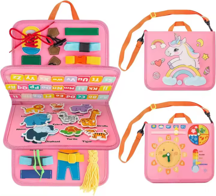 Grs Tablero Ocupado para niños Tablero de Aprendizaje Práctica de Habilidades Educación Temprana Juguetes Educativos Bolsa de Fieltro - 1