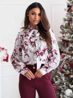 Blusa elegante con borlas para mujer, blusa de manga larga estampada a la moda, tops con botones para - details 3