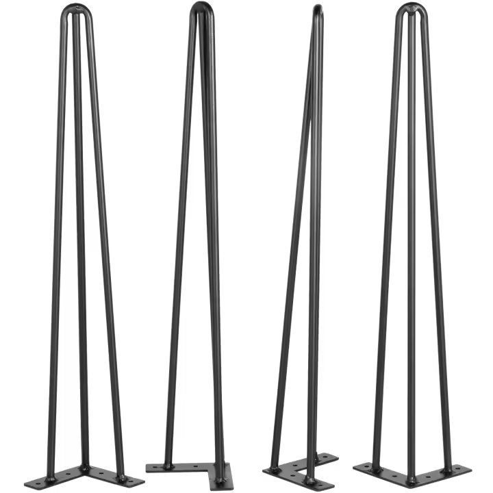 SucceBuy Patas de mesa con horquilla, juego de 4 de 20 pulgadas, diseño de 3 varillas, acero al carbono, capacidad de 220 libras cada una, patas de muebles de bricolaje resistentes para banco, escritorio, mesa de comedor, sillas - 1