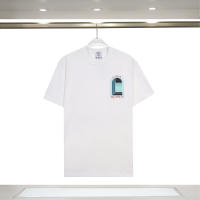 Camiseta Deportiva de Algodón Puro para Hombres Cuello Redondo, Estampado de Logotipo Delantero, Estilo Casual para el Verano - details 0