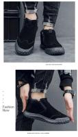 Botas cortas para hombre con aislamiento de felpa, zapatos informales, botas de nieve antideslizantes de suela gruesa, zapatos de algodón para invierno al aire libre, botines para hombre - details 10