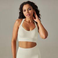 Sujetador de yoga sin costuras para mujer, top corto con tirantes anchos cruzados, chaleco deportivo para gimnasio, top liso para entrenamiento y correr - details 9