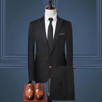 Conjunto de Pantalones y Abrigo para Hombre Traje de Negocios Ajustado de Manga Larga con Correa y Botones Únicos - details 8