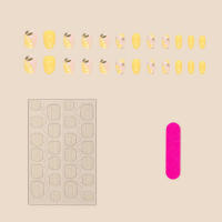 24 puntas artificiales amarillas de color sólido, ideales para decoración de uñas en casa, belleza - details 1