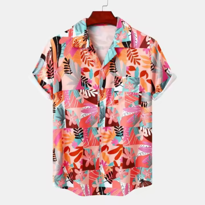 Camisa hawaiana de manga corta para hombre, camisa holgada informal, estilo playero, novedad de verano, 2024 - 1