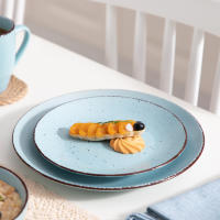 VANCASSO-vajilla de cerámica de la serie MODA, juego de vajilla de gres azul con plato de cena, plato de postre, cuencos y tazas, 16 piezas - details 8