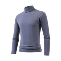 Camiseta de manga larga con cuello medio alto para hombre, Jersey informal de Color sólido, ropa interior - details 6