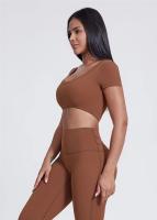 SHINBENE-Top de manga corta con doble forro para mujer, camisetas ajustadas con cuello en V, Camisetas básicas bonitas de verano - details 3