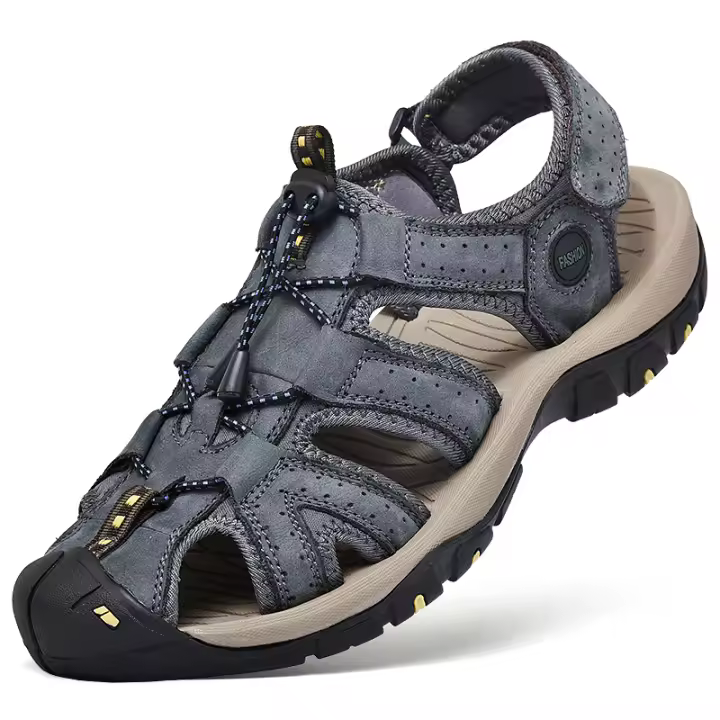 Sandalias de verano para hombre, nuevas sandalias de cuero genuino, zapatos de cuero transpirables para hombre, sandalias de playa, sandalias suaves de marca para exteriores para hombre, sandalias romanas - 1