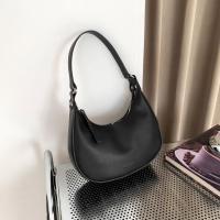 Bolso de hombro de media luna de cuero PU para ocio, bolso Retro Vintage de Color sólido para axila, bolso de media luna, bolso para axila para mujer - details 7