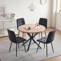 Juego de Comedor de Mesa Redonda 100cm con 4 Sillas Conjunto de Mesa y Sillas de Comedor, Cocina y Salón (Madera Oscura+Marrón Claro (PU)) - details 18