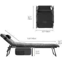 Taburete de Playa Plegable con Almohada 190x68x31cm 4 Posiciones Ajustables Carga de 300lbs - details 32