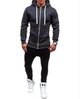 Sudadera con Capucha de Cierre Cremallera Cardigan de Color Sólido para Hombres - details 3