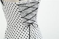 Vintage Women Summer Polka Dot Print Halter Party Dresses - details 34