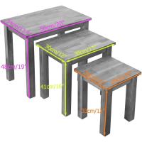 Juego de 3 Mesas Nido de Madera Maciza para Sala de Estar - Mesa de Café, Mesa Auxiliar, Mesa Lateral - details 2
