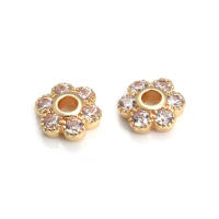 10 Uds. De latón y circonita de Color dorado de 18K, tapas de cuentas de flores, joyería, pendientes, suministros para hacer cuentas, accesorios Diy - details 19
