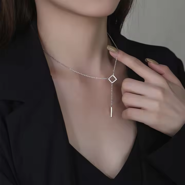 Collar de plata fina S999 con diseño original sin alergias para mujeres - 1