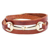 Brazalete de Aleación Tejido en 3 Huellas para Hombre Pulsera de Cuero Genuino con Diseño Moderno - details 6