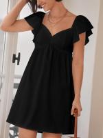 Vestido de cuello V de mujer vestido relajado y casual corto - details 7
