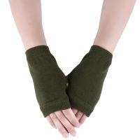 Guantes sin dedos de Color sólido para mano, muñeca, brazo, tejido de ganchillo, mitones de lana sintética, media manopla, guantes de ciclismo, guantes de medio dedo - details 3