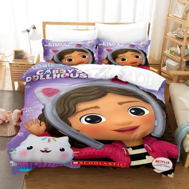 Juego de Ropa de Cama de House de Muñecas 3D Funda de Almohada de Dibujos Animados - 1