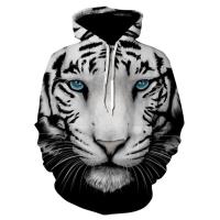 Sudadera con capucha informal para hombres y niños, con impresión digital 3D de tigre arcoíris, nueva - details 8