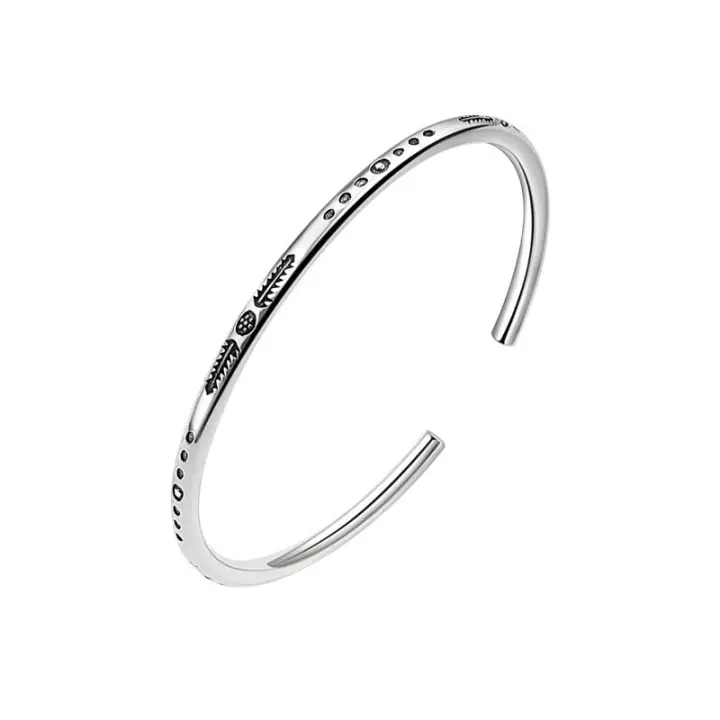 Pulsera abierta con patrón de pez para hombre y mujer, brazalete Irregular de Color plateado, joyería Vintage, novedad - 1