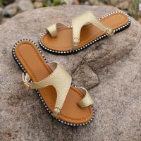 Sandalias de Playa de Cuero Suave Diseño Único 2025 Estilo Plano con Punta Retro Desgaste Exterior Vacaciones al Mar - details 4