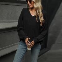 Top para mujer, camiseta holgada lisa con cuello en V, ropa popular coreana elegante de liquidación, años 90 - details 5