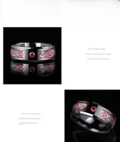 Anillo de tungsteno unisex, alianza de boda de circonita azul, anillo de fibra de carbono con dragón celta - details 3