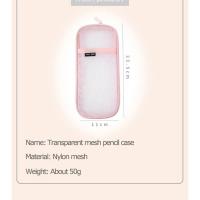 Estuche de lápices transparente de malla impermeable, bolsa de gran capacidad, papelería estética coreana, suministros escolares para niñas - details 1