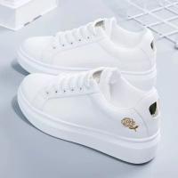 Zapatos 2025 para Mujer, moda para primavera y otoño, zapatillas informales con cordones y flores bordadas transpirables blancas, Zapatos De Mujer - details 2