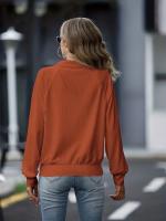 Chaqueta De Cuello Bandeo Para Mujer Con Cierre De Cremallera Y Estilo Deportivo Color Sólido Sudadera Suelta De Invierno - details 14