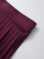 Falda Plisada de Cintura Alta para Mujer OUWU Medio Largo, Color Sólido, Negro y Rosa, Primavera y Otoño, Moda Nueva - details 6