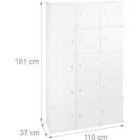 Armario Modular con 11 Compartimentos y 2 Barras, Blanco, 37x110x181 cm, plástico - details 3
